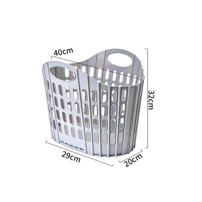 Collapsible Plastic Laundry Basket Folding Washing Clothes Storage Organizer-Grey
