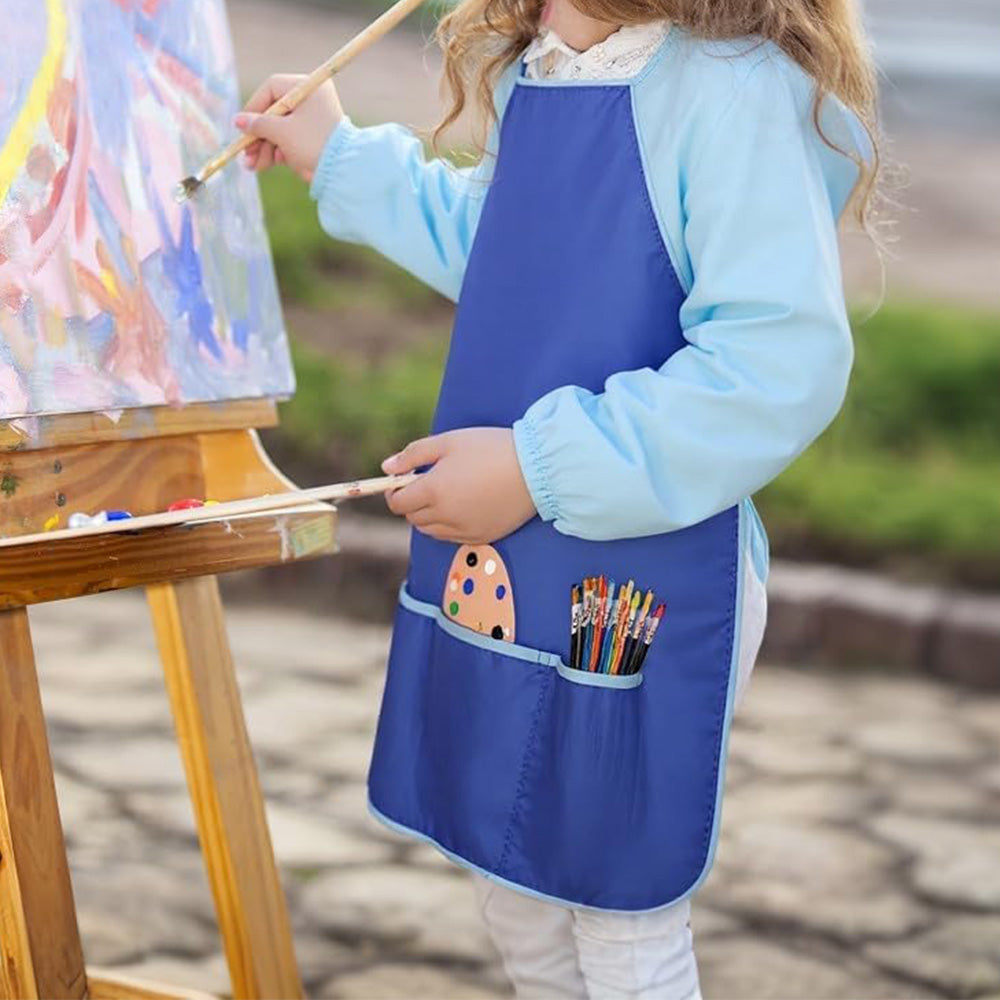 Kids Art Smock Waterproof Painting & Craft Apron for Children Also for Cooking Blue