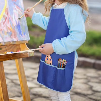 Kids Art Smock Waterproof Painting & Craft Apron for Children Also for Cooking Blue