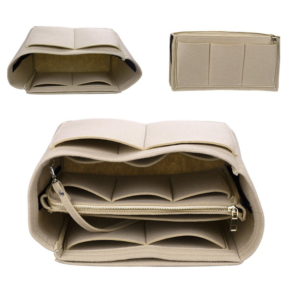 Thick Felt Tote Bag Organizer Insert with Multiple Pockets -Beige