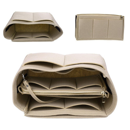 Thick Felt Tote Bag Organizer Insert with Multiple Pockets -Beige