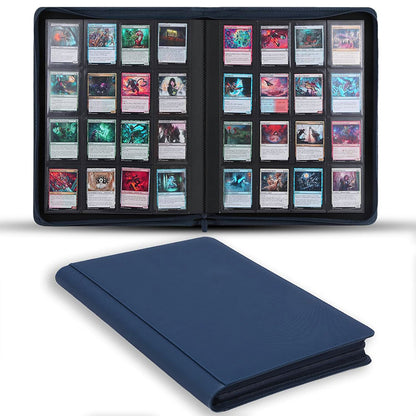 16 Pocket Card Binder 1024 Capacity PVC Free Hard Shell Waterproof Zipper-Dark Blue