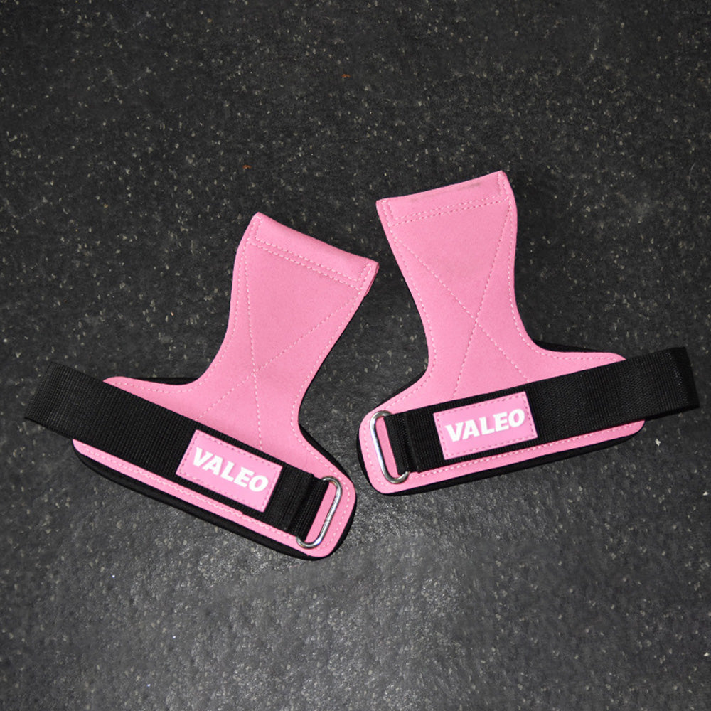 Pair of Weight Lifting Gloves Adjustable Hook and Loop Wrist Strap for Deadlift and Powerlifting Gym Workout Lifting Hooks Pink