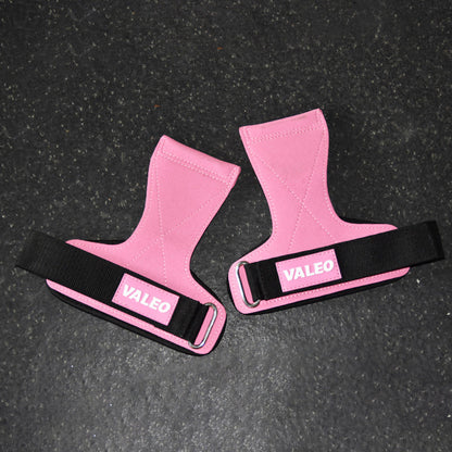 Pair of Weight Lifting Gloves Adjustable Hook and Loop Wrist Strap for Deadlift and Powerlifting Gym Workout Lifting Hooks Pink