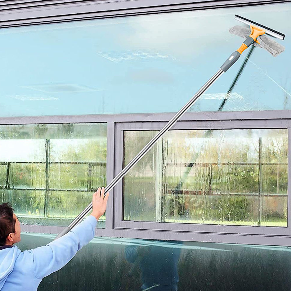 2 in 1 Window Cleaning Tool Squeegee Window Cleaner Kit with 2 Microfiber Cloths Style 1