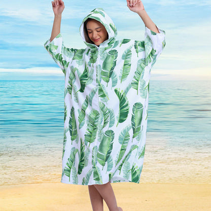 Unisex Hooded Towel Poncho Swim Parka for Adults -  Banana Leaf