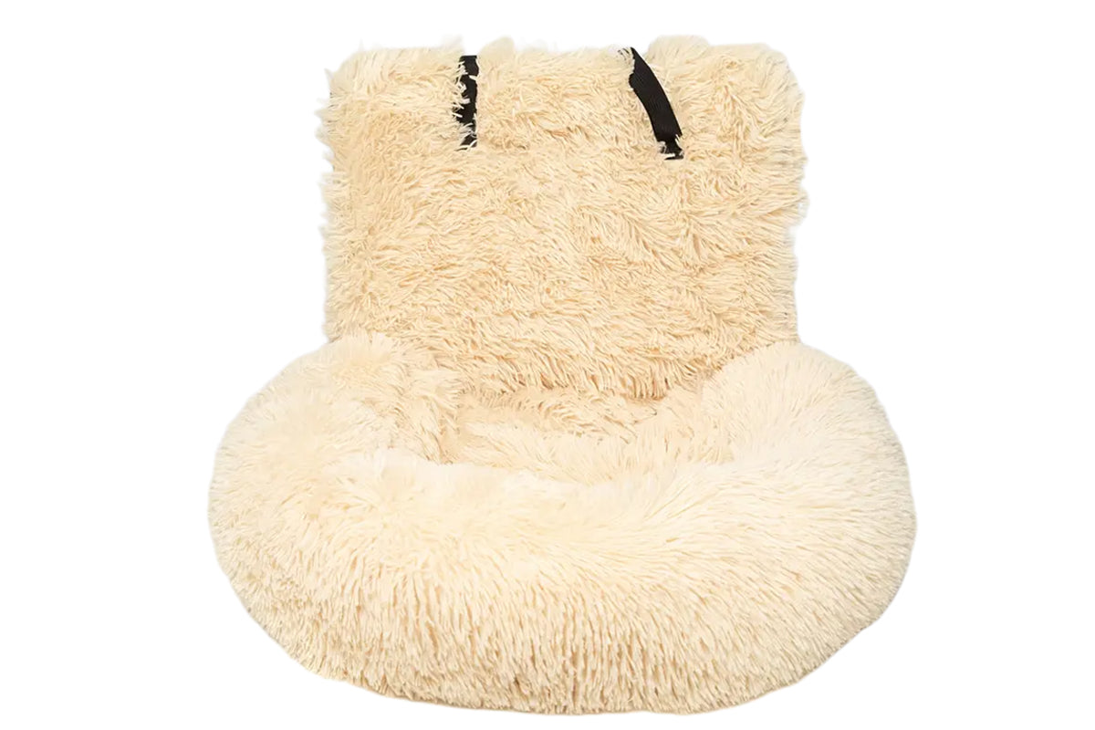 Dog Auto Seat Calming Pet Car Bed Pet Auto Seat Travel Bed Dog Booster Seat-Beige