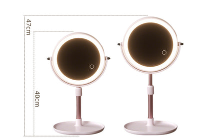 Adjustable Height Dual-Sided LED Makeup Mirror with 3 Color Lighting