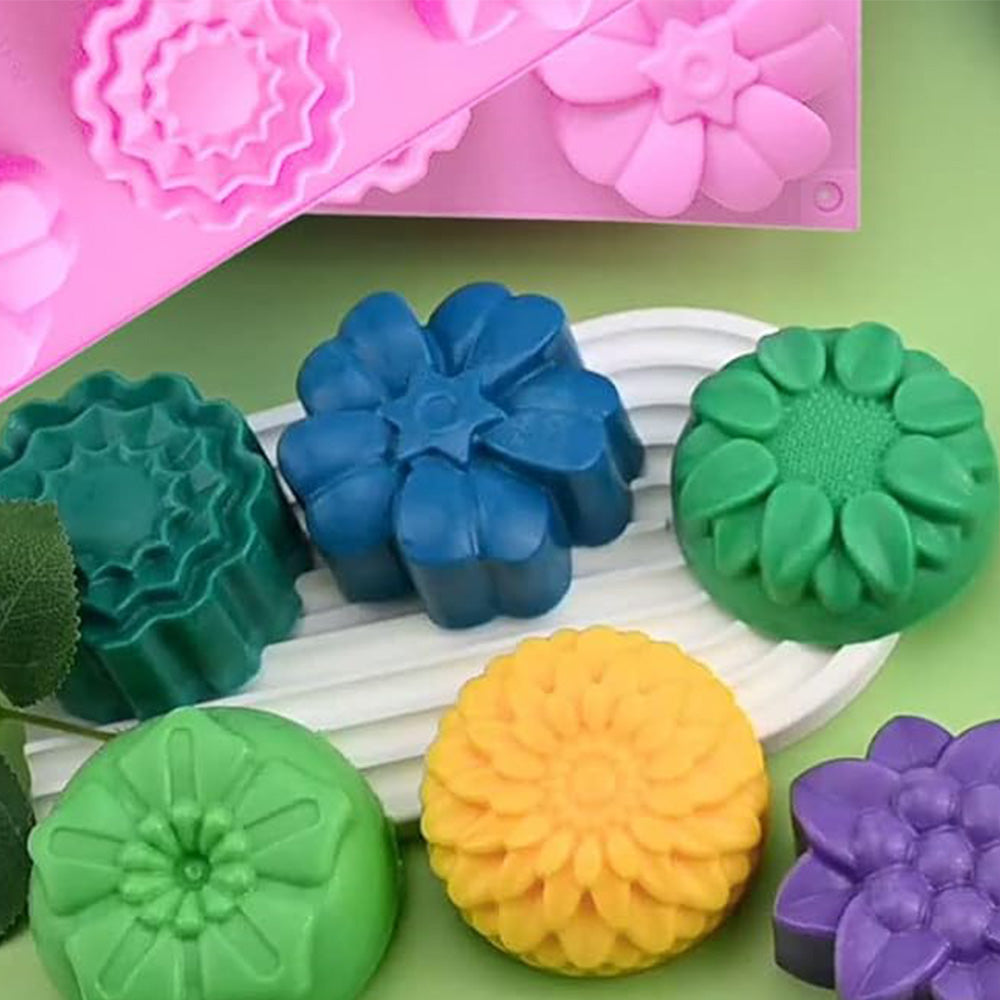 3 Pack Flower Soap Mold Silicone Baking Molds