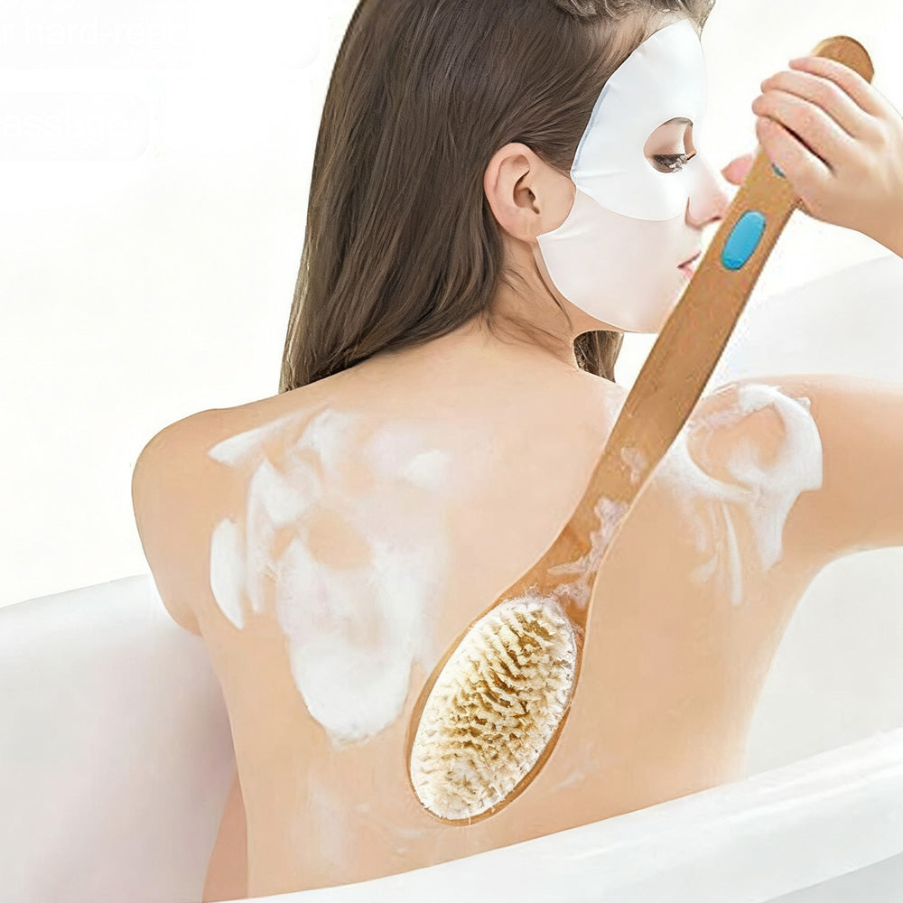 Dry Brushing Body Brush ¨C Back Scrubber for Shower Exfoliating Bath Bristle Brush