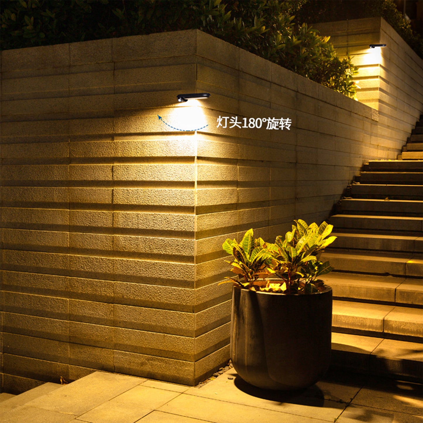 Solar Motion Sensor Light Outdoor Waterproof Wall LED Lamp -Warm White
