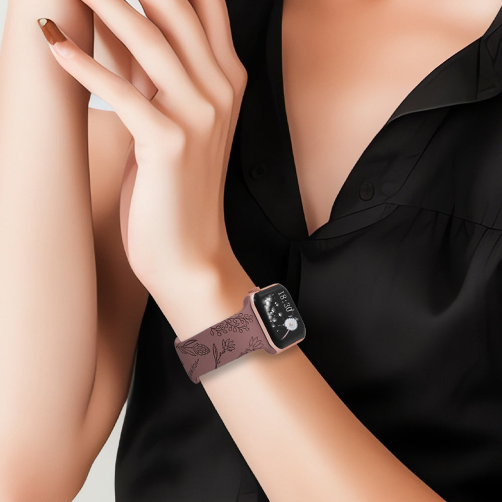 For Apple Watch Dandelion Floral Watch Band Replacement Strap Purple