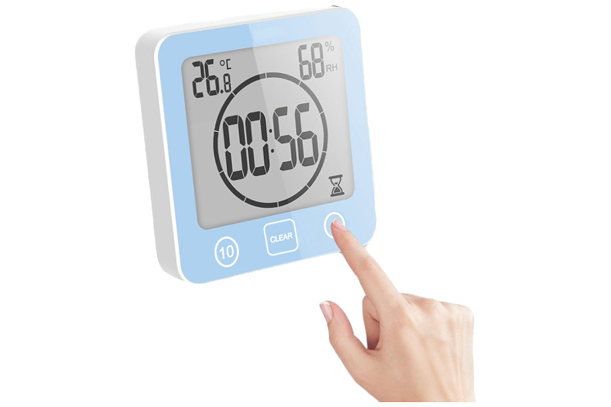 Water-Resistant Digital Bathroom Shower Clock Timer - Blue