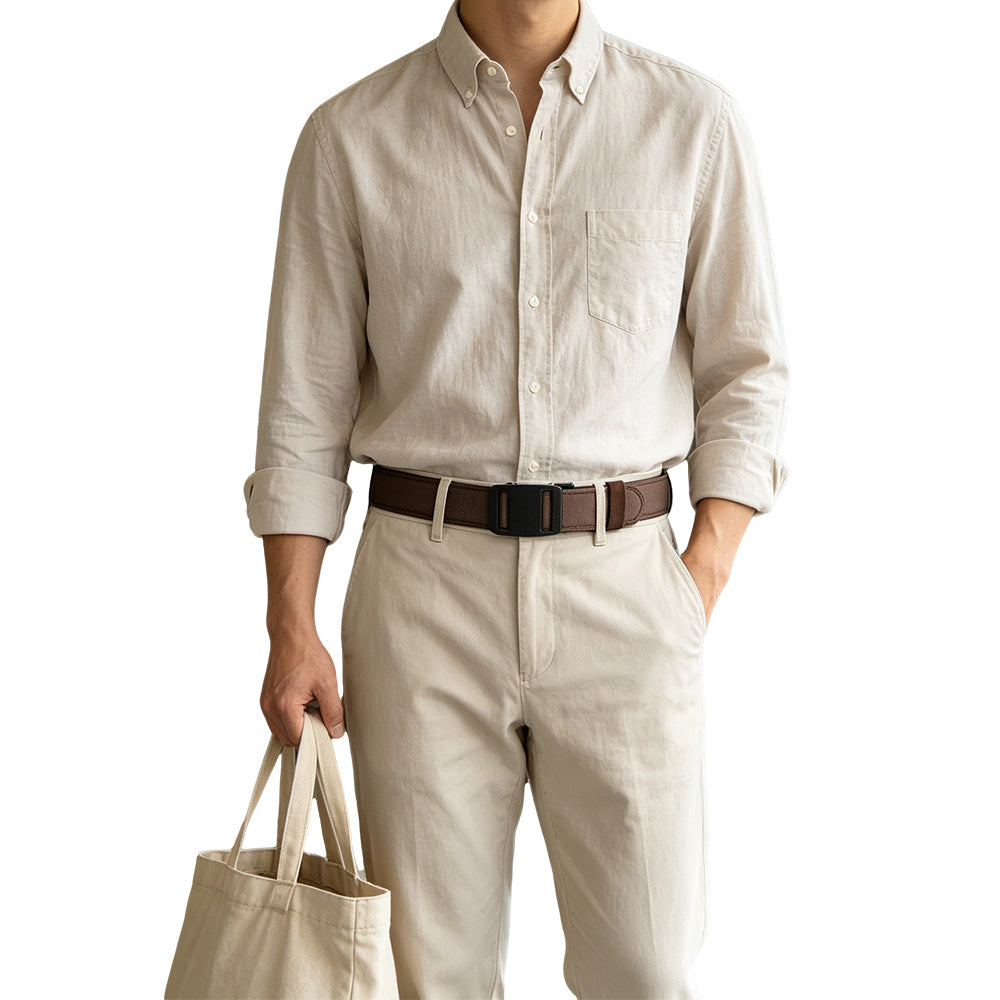 Double Layer Thickened Tactical Belt with Automatic Buckle - Coffee