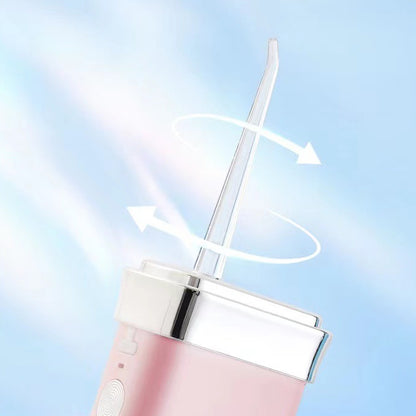 Mini Portable Oral Irrigator Rechargeable Water Dental Flosser With Stretchable Water Tan-Pink