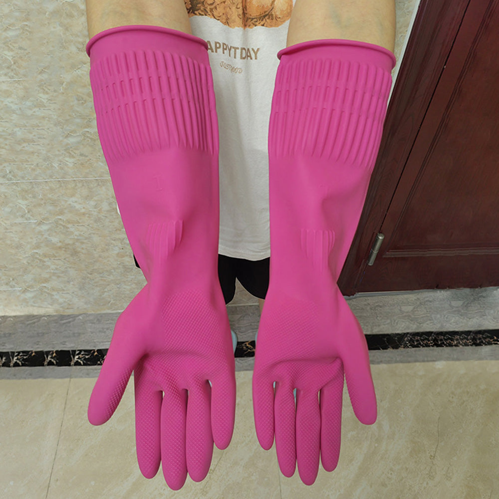 38cm Extra Long Rubber Gloves 3 Pack Heavy Duty Cleaning Gloves for Dishwashing