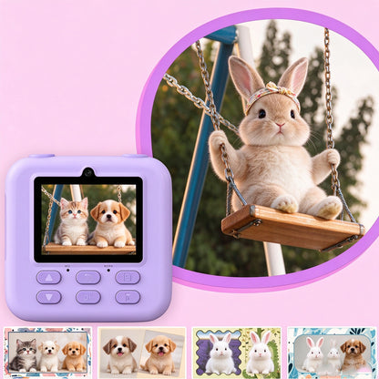 Instant Print Camera for Little Ones Dual Lens Digital Camera with 32G Card - Purple