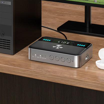 Wireless Bluetooth 5.3 Audio Transmitter Receiver 2-in-1 Audio Adapter with LED Display AUX RCA Coaxial Optical USB Input