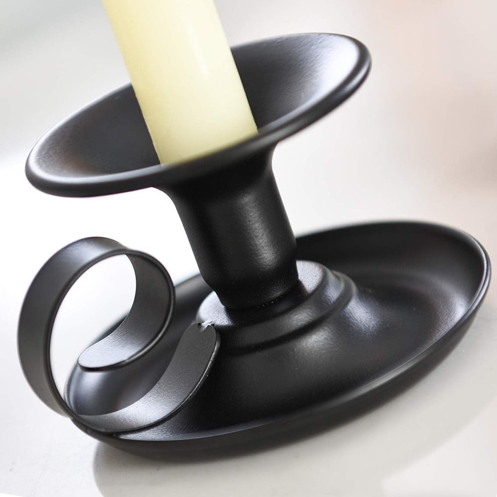 2Pcs Retro Black Iron Taper Candle Holders for Thanksgiving Christmas