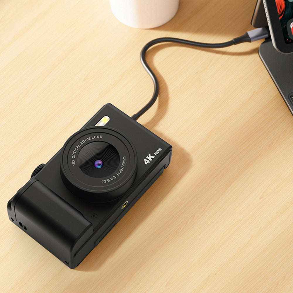 4K Digital Camera with Flip Screen and Autofocus for Vlogging and Photography Beginners Black