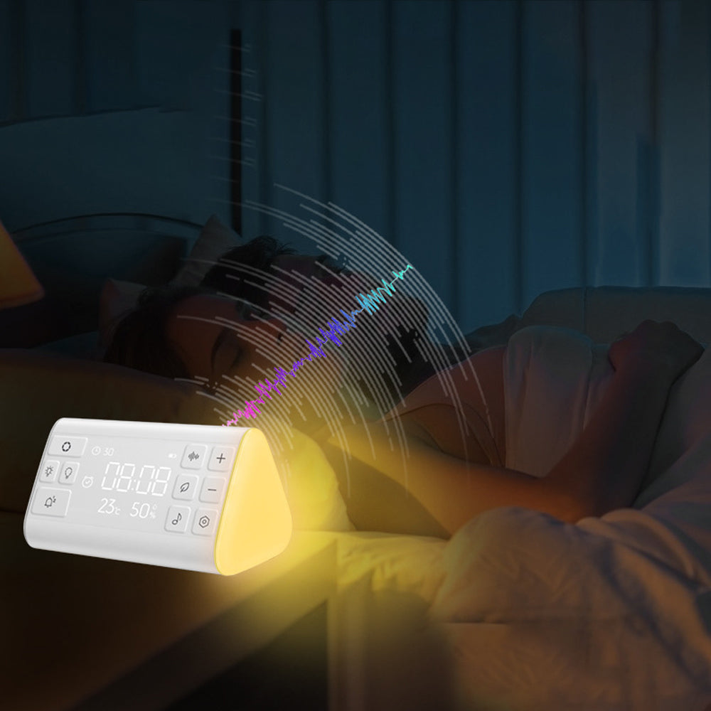 Sound Machine with 35 Soothing Sounds 7 Colors Night Light White Noise Machine with Time Temperature and Humidity Display