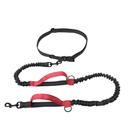 2 in 1 Hands Free Running Dog Leash for Walking Jogging-Red