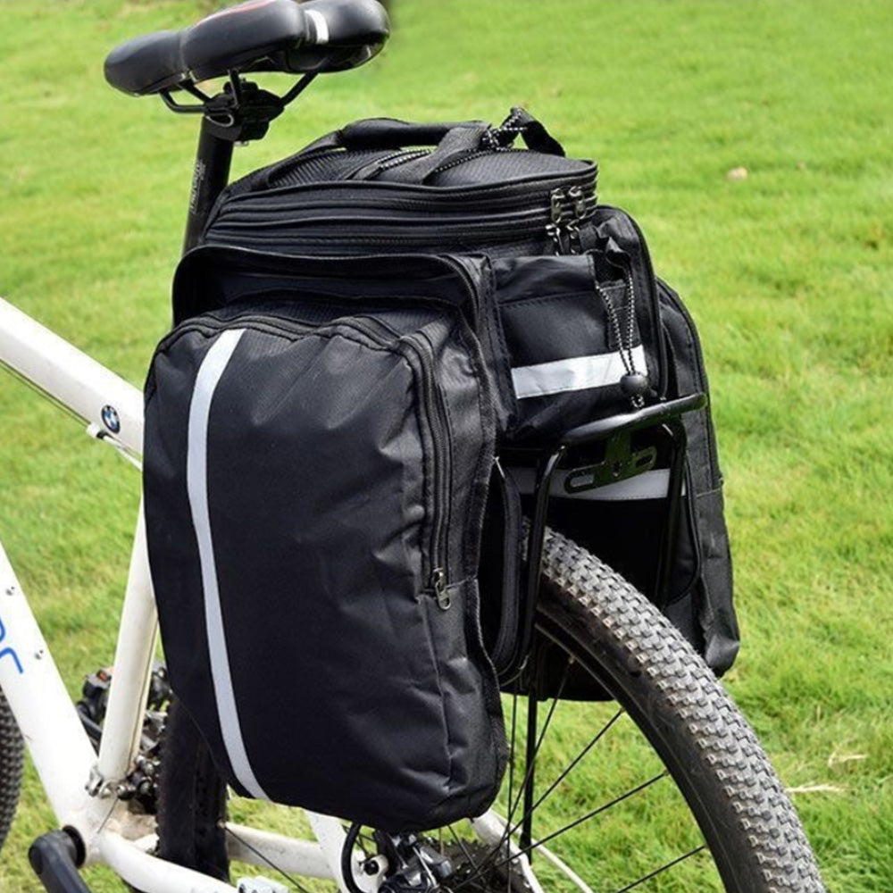 Bicycle Rear Seat Bag Expandable Bike Rack Bag Cycle Luggage Carrier Trunk Bag with Rain Cover