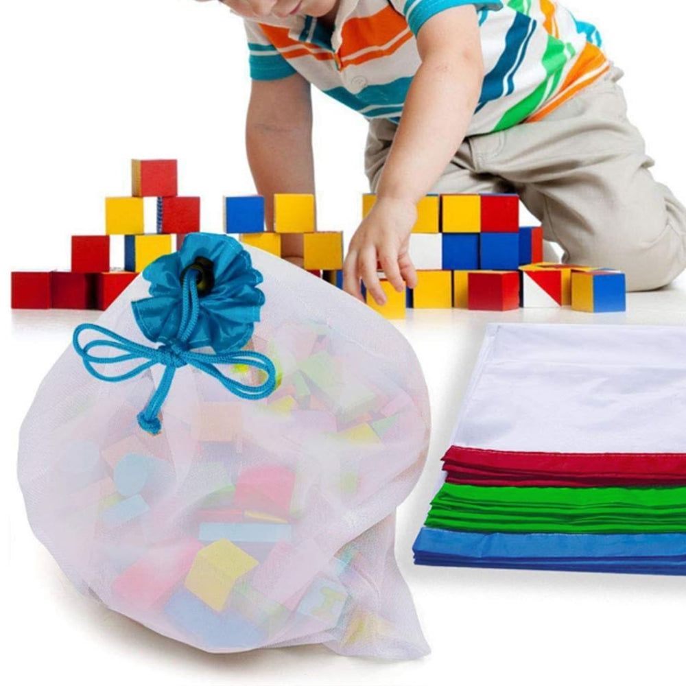 12Pcs Set Reusable Mesh Produce Bags Eco-Friendly Drawstring Bags