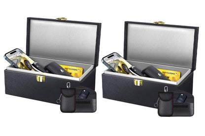 2Pcs Keyless Entry RFID Signal Blocking Cage with 2Pcs Key Pouches