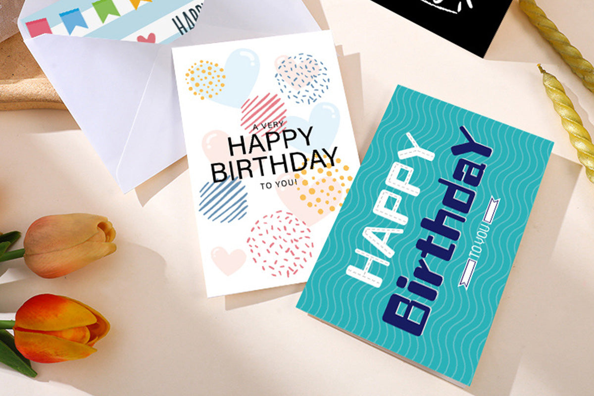 24 Piece Unique Happy Birthday Cards - Green Mixed Color
