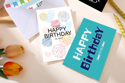 24 Piece Unique Happy Birthday Cards - Green Mixed Color