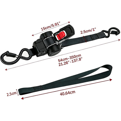 2Piece 54-350cm Retractable Ratchet Straps