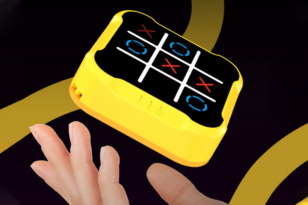 Electronic Tic-Tac Toe Game Handheld Puzzle Game Console for Kids-Yellow