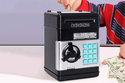 Electronic ATM Piggy Bank with Password Lock Money Coin Saving Box Toys for Little Ones Gifts -Black
