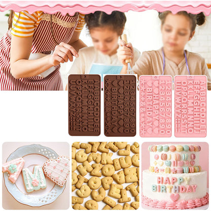 4 Piece Silicone Letter Number Chocolate Molds