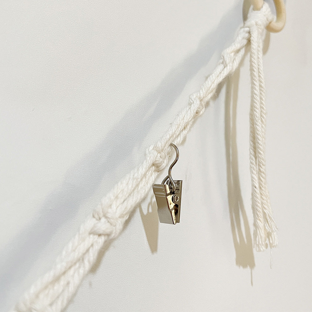 200CM Cotton Rope Hanger with 20 Clips for Photos Plush Toys-White