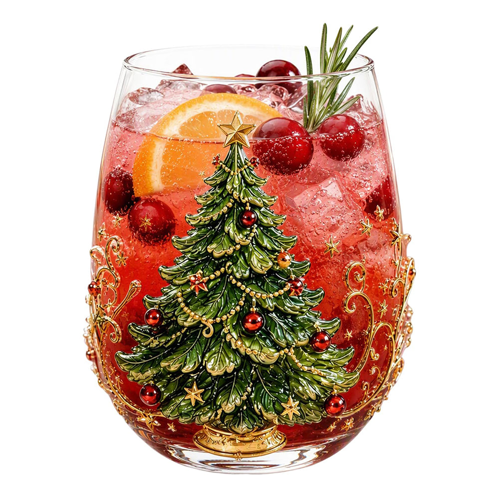 Christmas Embossed Whiskey Glass Christmas Whiskey Glass - Christmas Tree