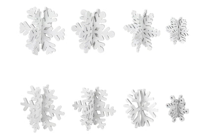 8Pcs 3D Wooden Snowflake Table Decor Christmas Wonderland Centerpiece-White