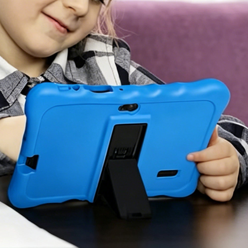 7 Inch Kids Tablet Android 10.0 Quad Core 16GB with Shockproof Silicone Case-Blue