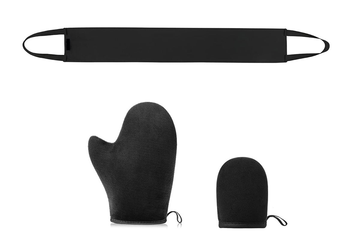 3Pcs Set Self Tanner Mitt Self Tanning Mitt Glove Reusable Washable for Women -Black