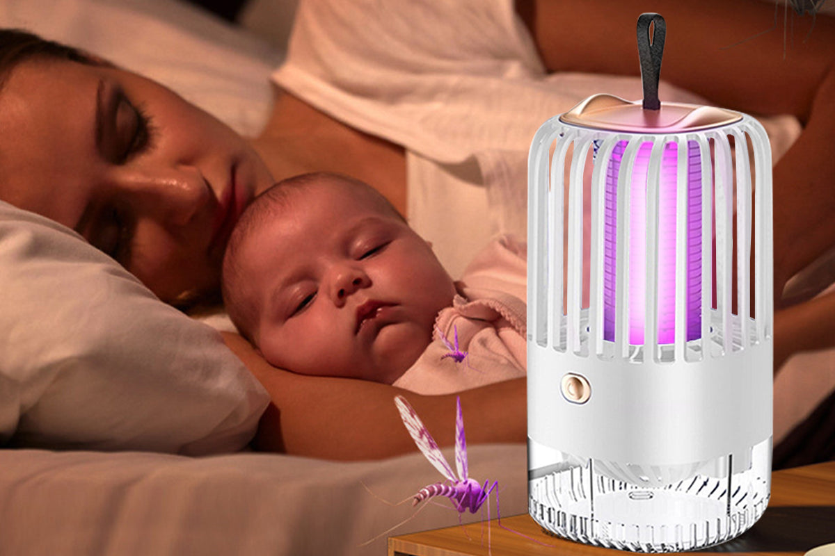 USB Rechargeable UV Light Mosquito Killer Portable Fly Zapper With Hanging Hoop-White