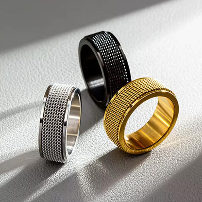 62mm Titanium Steel Spinner Ring Set Silver Black Gold Relaxing Rotating Rings