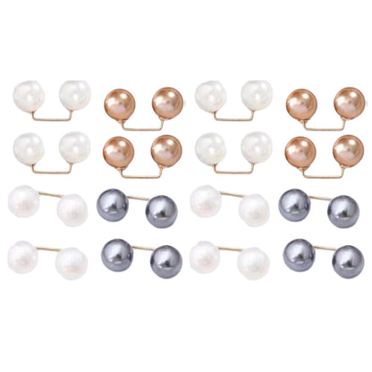 16Pcs Brooch Pins Anti-Exposure Neckline Safety Pins Artificial Pearl Clips for Women Girls Style 2