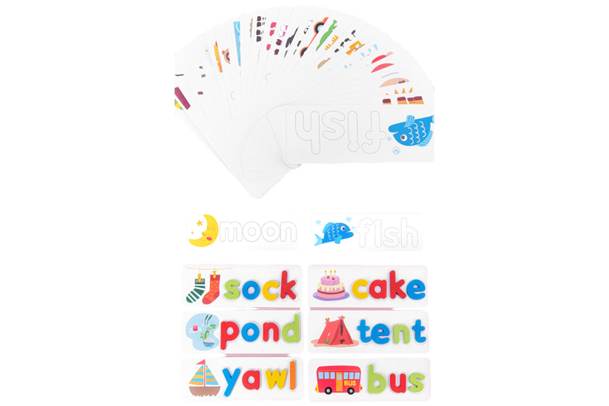 2Pcs Wooden Puzzle Spelling Words Game Educational Toy Word Spelling Matching Game