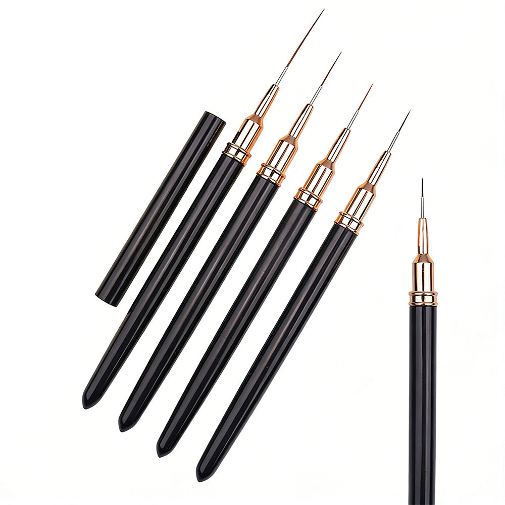 5PCS Nail Art Liner Brushes Set Nail Tools For Long Lines Thin Details Fine Drawing-Black