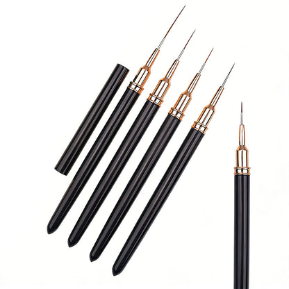 5PCS Nail Art Liner Brushes Set Nail Tools For Long Lines Thin Details Fine Drawing-Black