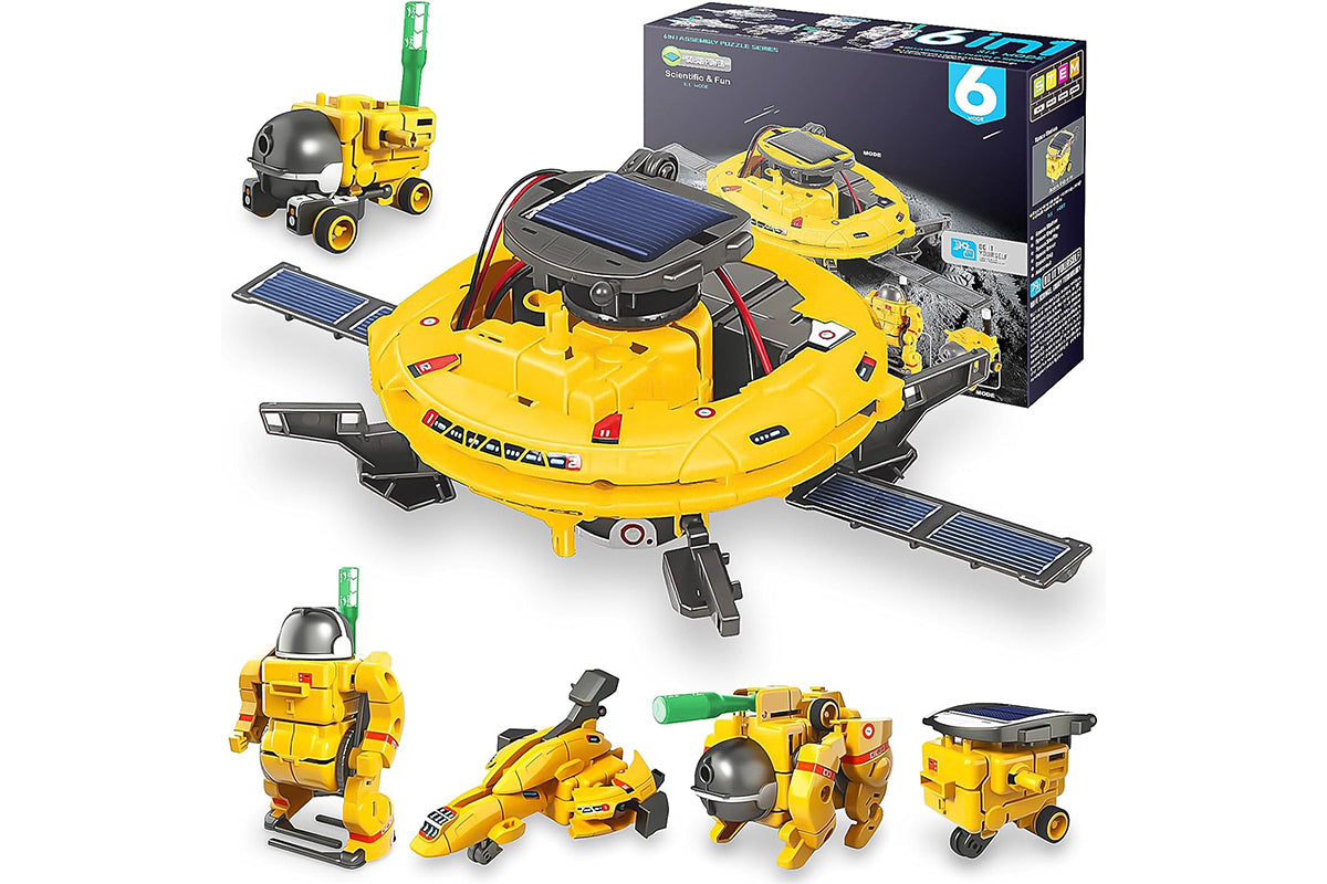 6-in-1 Solar Robot Science Kits Solar Robot Kit STEM Toys for Gift-Yellow