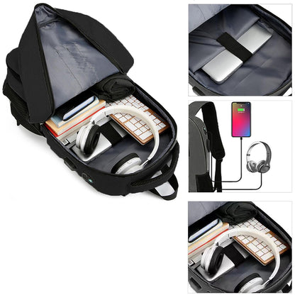 2 in 1 Large Capacity Laptop Backpack and Insulated Lunch Bag for Office Travel-Black
