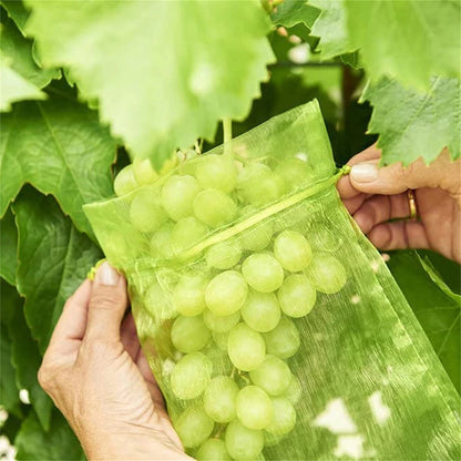 50PCS Fruit Protection Bags Green Fruit Nets Drawstring Mesh Cover Bags For Vegetable Protection