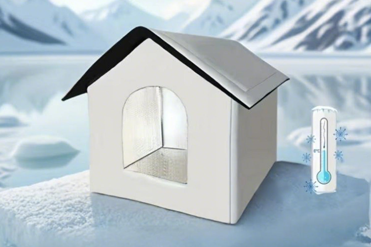 All Season Outdoor Cat House Self-Warming Shelter for Cats & Small Pets -Grey